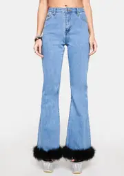 [Edikted] Britney Faux Fur Flared Jeans