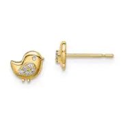 Madi K Kid's Earrings 14k Yellow Gold Bird White Cubic Zirconia Stud