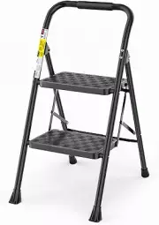 2 Step Ladder, Step Stool for Adults,2 Step Ladder Folding Step Stool with Wide