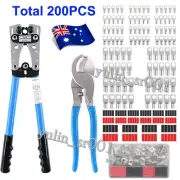 200Pcs Assorted Copper Ring Lugs Terminal Wire Bare Cable Crimp Connectors Kit