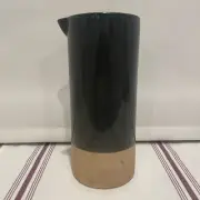 Fringe Studio Slate Grey Blue Tan Ceramic Stoneware Pitcher Vase 10” Tall