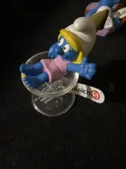 RARE SMURFS Party Smurfette 20753 in Wine Glass Smurf PVC Figure Figurine NEW