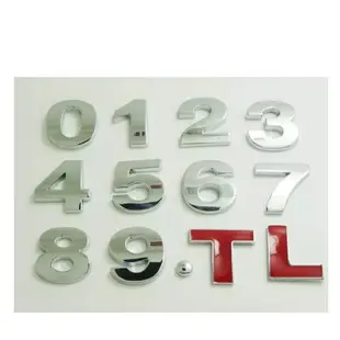 現貨happy 胖～汽車3D字母車貼DIY英文字母數字立體仿金屬字母貼 金屬車貼 排量標 改裝