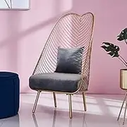 Diffomatealliance Chair Furniture Creative European Minimalist Golden Hollow Leisure Chair(Gray) Furniture (Color : Gray)