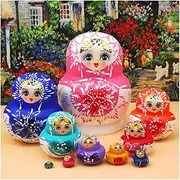 Matryoshka Russian Nesting Dolls 10-Layer Nesting Dolls Hand-Painted Wooden Crafts Matryoshka Desktop Decor Birthday Cute and Fun Gift (Color : A)