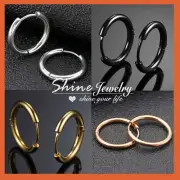 GOLD / SILVER / ROSE /BLACK MEN LADY KID HOOP SLEEPER EARRINGS Cuff Chain Cross