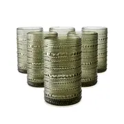 6 Green Highball Glasses