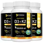 Vitamin D3 + K2 Capsules - 2 in 1 Formula,Boost Bone,Teeth,Heart & Joint Health