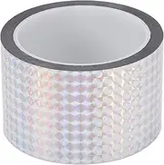 X AUTOHAUX Universal 164.04ft X2.36" Air-Release Adhesive Pinstripe Tape Holographic Automotive Pinstriping Tape BOPP Silver Tone