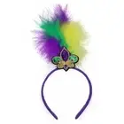 New Arrow Pattern Festive Mardi Gras Feather Headband Set - 10 Pack Sequin Jeste