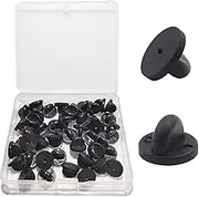 jicslaew 50pcs Black PVC Rubber Pin Backs for Brooch Tie Hat Badge Insignia, Lapel Pin Backs