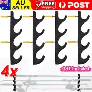 4x Wall Mount Fishing Rod Holder Horizontal 8-Rod Black Fishing Rod Storage Rack