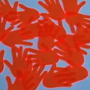Glove Hand Vinyl Shape 1.5" Orange Go Go Fluorescent Edge Glow