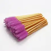 Namzi 200 Pcs Disposable Eyelash Mascara Brushes for Eye Lashes Extension Eyebrow and Makeup (Yellow rod Purple head)