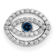 14k White Gold Small Diamond and Sapphire Halo Evil Eye Pendant