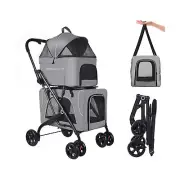 Double Pet Stroller for Small Dogs & Cats Foldable 2 Pet Stroller Lightweight...