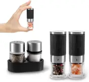Mini Salt and Pepper Grinder Set with 2 Small Salt and Pepper Shakers Portable C