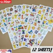12x Temporary Pokemon Lets Go Tattoo Stickers Body Art Accessories Kids Gift