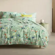 Sheridan Callie Quilt Cover Set in Mineral Green Cotton