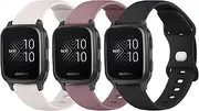 [3 Pack]Silicone Bands for Garmin Venu SQ Band/Garmin Venu Band Women Men, 20mm Adjustable Sports Replacement Strap for Garmin Venu/Venu SQ/Venu SQ 2/Venu SQ Music