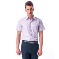 在飛比找momo購物網優惠-【金安德森】粉紫條紋黑釦窄版短袖襯衫-fast