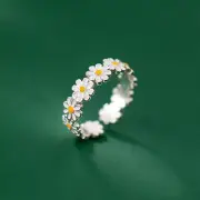 Vintage Daisy Flower Rings For Women Flower Ring Adjustable Open Finger Ring