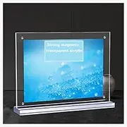 Purzen Acrylic Sign Holder with Magnetic, T-Shape Clear Table Display Stand, Double Sided,Thickness 10Mm, 5 Packs,Horizontal,210x297mm