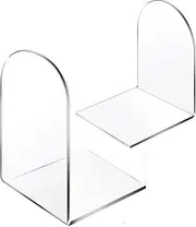 Qidexin 2pcs Book Ends, Acrylic Bookends, Non-Skid Book End, Clear Bookends for School Library and Desktop Organizer, Acrylic Book Ends for Book Shelves