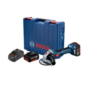 【BOSCH 博世】18V免碳刷4英吋砂輪機套裝組(GWS 180-LI_5.0Ah x 2)