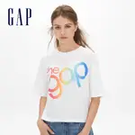 GAP 女裝 LOGO漸層寬鬆七分長袖T恤-白顏色(512616)