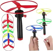 1Set Interactive Pull String Flying Disc Launchers Flying Discs Easy to Use Helicopter Style Fun for Family Outdoor Play