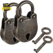 2 Pcs Mini Antique Padlock, Bear Head Shaped Padlock with Key Vintage Bronze Met