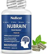 NuBrain by NuBest - Advanced Brain Booster - Improve Memory, Focus & Clarity with Vitamin B6, Ginkgo Biloba, Bacopa Monnieri & More - Brain Supplement for Men & Women - 60 Capsules | 1 Month Supply