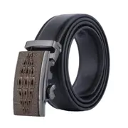 Men's Fashion Automatic Buckle Genuine Leather Belt Business Simple Waistband Black Belts