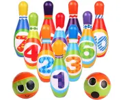 Kids Bowling Set - with 10 Bowling Pins & 2 Balls - Educational Early Development Indoor & Outdoor Games Set