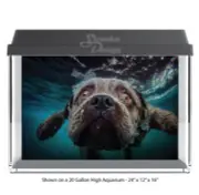 Dark Brown Dog Swimming Polyester Fish Tank Glass Backdrop Aquarium Background