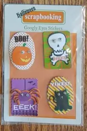 Halloween Googly Eyes Stickers Scrapbook Journal Collage Spider Skull Cat Boo