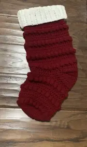 CHRISTMAS STOCKING Rustic Hand Crocheted 17.5" Farmhouse NEW