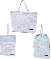 COLORFUL CANDY STYLE NJ503100 3-Piece Set, Lesson Bag, Shoe Case, Drawstring Bag, Large, Preparation for Kindergarten Admission, Cute Girls, Floral Oasis