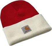 [CARHARTT] Youth Red & Cream/Off White Knit Beanie Santa Hat, Red and Cream, One size