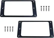 TRADERPLUS Flat Metal Humbucker Pickup Mounting Ring Set Electric Guitar Pickup Frame Mounting Ring with Screws Bridge Neck Pickups Cover Frame Replacement Part (Black)