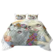 Mythology Art Zeus and Europa Floral Girl and Bull Coverlet