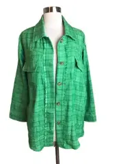 Andthewhy Women’s Shacket Green Size Small Linen Blend NEW