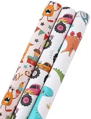 CAMKUZON Rollos de papel de regalo de cumpleaños para 120x17.7 Inch (Pack of 3)