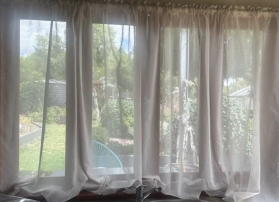 3 metres x 130 cm drop Textured Sheer Curtain -Rod Pocket -Merino Martinique