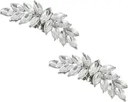 [uxcell] Rhinestone Shoe Clips, 1 Pair Detachable Classic Fashion Sparkling Bow Heels Accessories Decoration for Wedding Bridal Prom Party Daily Wearing White