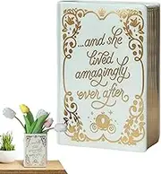 Book Shape Vase, Flower Book Vase - Ceramic Book Shape Vase with Hard Cover - Table Organizer with Vivid Ornaments for Dining Room, Living Room, Bedroom, Book