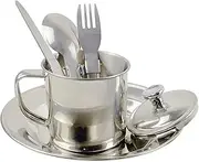 BRIGHTFUFU 1Set Portable Stainless Steel Camping Cookware for Persons Lightweight Tableware Combination for Outdoor Activities Durable and Supplies
