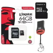 64GB Micro SD Memory Card Micro SDXC Kingston SD Adapter +USB Card Reader