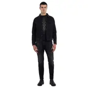 Replay Mens Casual Denim Jacket Button Front Black